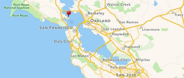 Map of the Bay Area showing Digital Foundry’s location in Tiburon